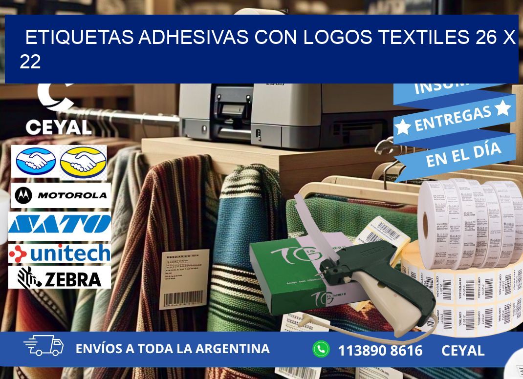 ETIQUETAS ADHESIVAS CON LOGOS TEXTILES 26 x 22