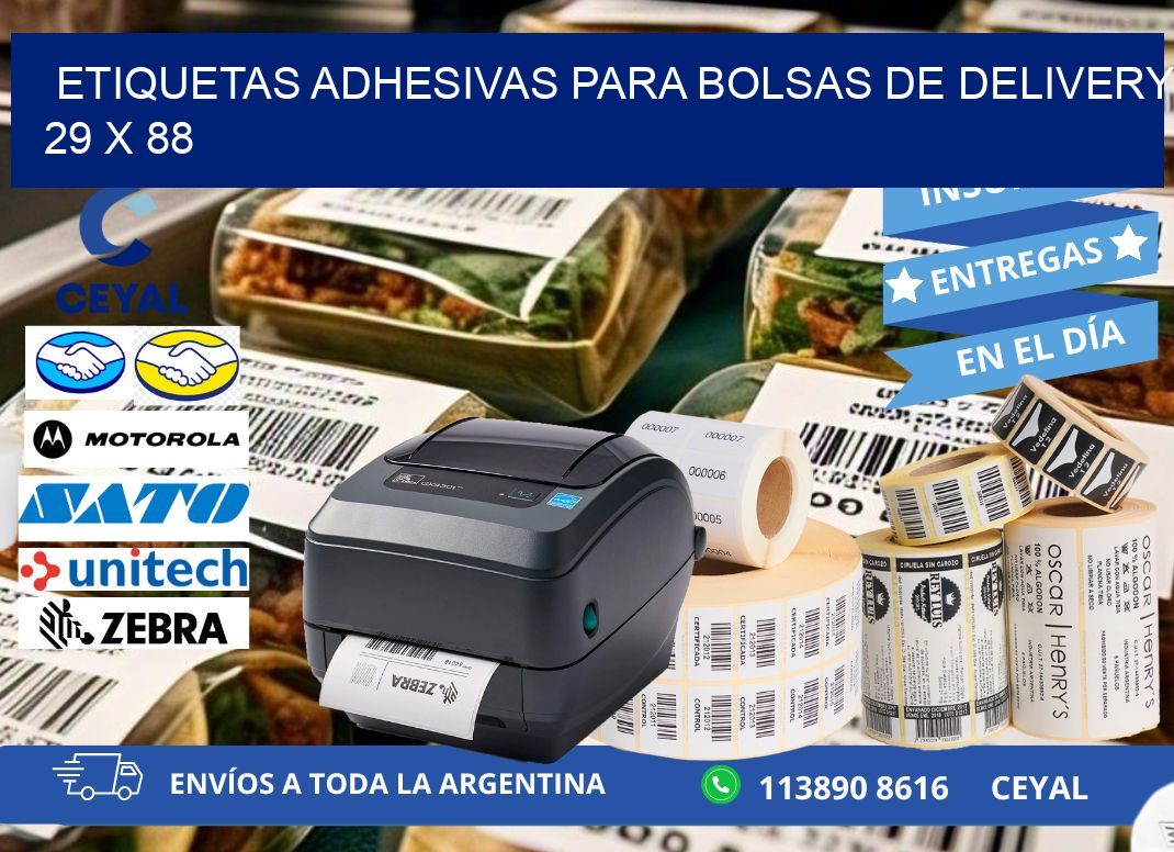 ETIQUETAS ADHESIVAS PARA BOLSAS DE DELIVERY 29 x 88