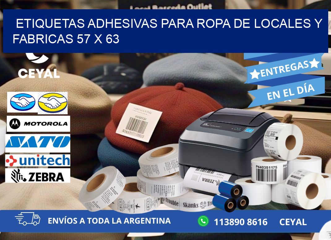 ETIQUETAS ADHESIVAS PARA ROPA DE LOCALES Y FABRICAS 57 x 63