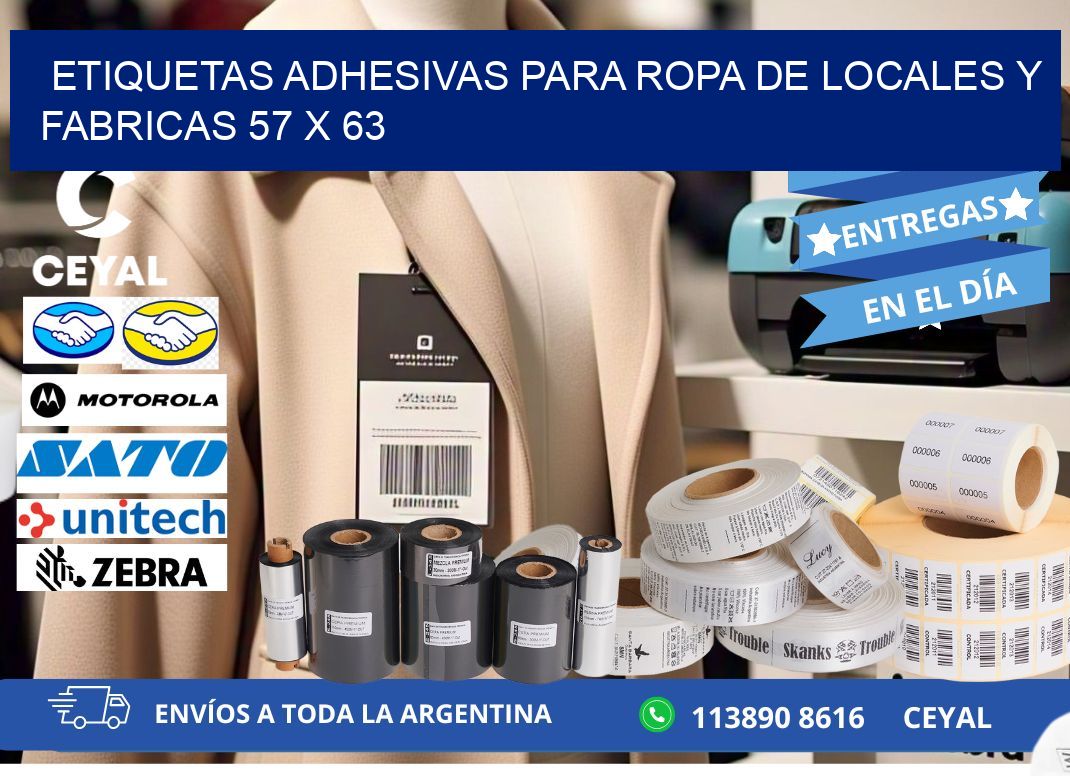 ETIQUETAS ADHESIVAS PARA ROPA DE LOCALES Y FABRICAS 57 x 63