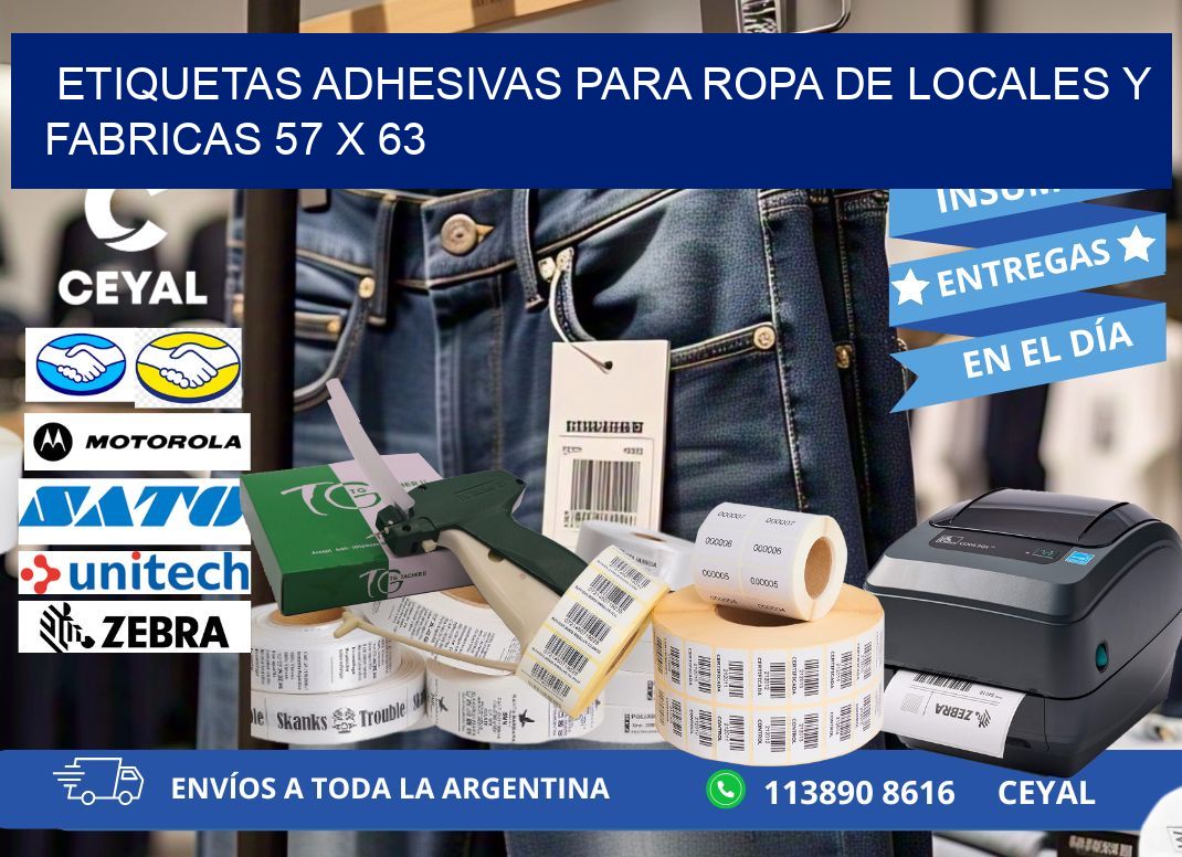 ETIQUETAS ADHESIVAS PARA ROPA DE LOCALES Y FABRICAS 57 x 63