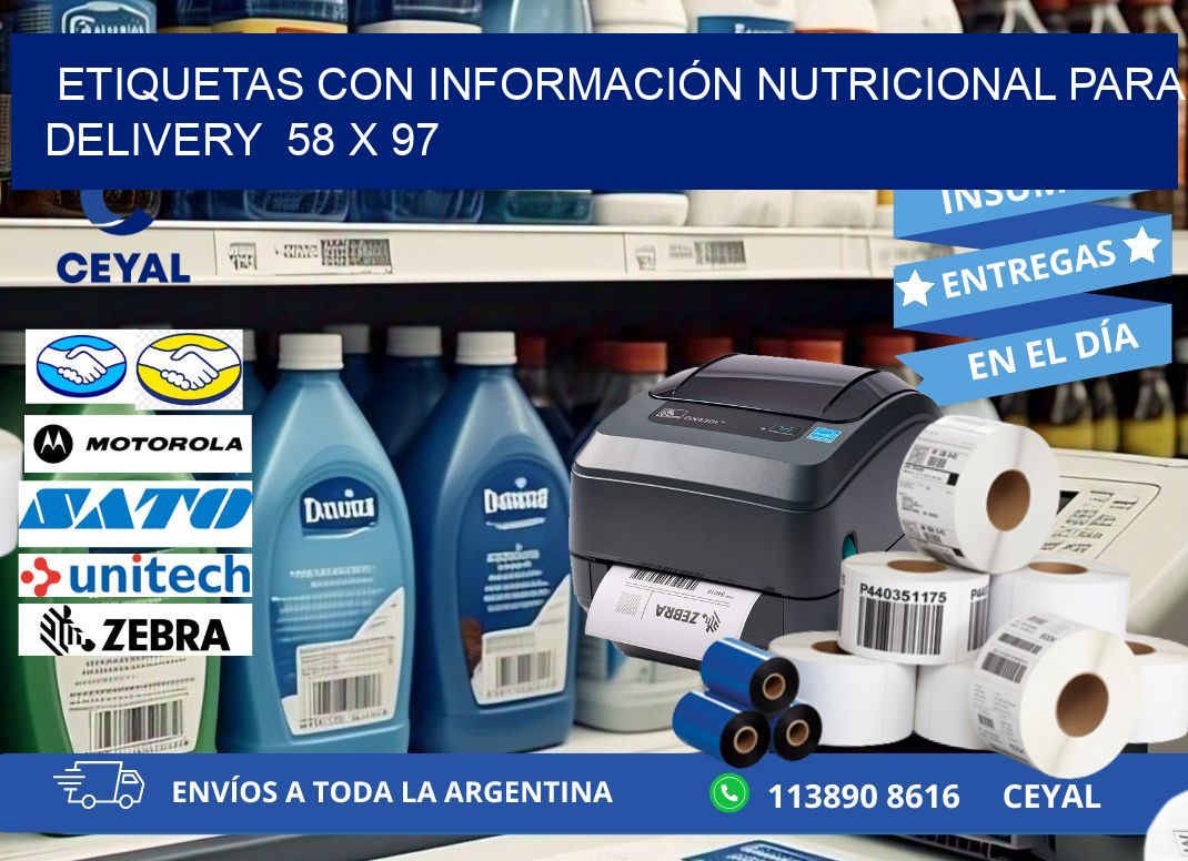 ETIQUETAS CON INFORMACIÓN NUTRICIONAL PARA DELIVERY  58 x 97