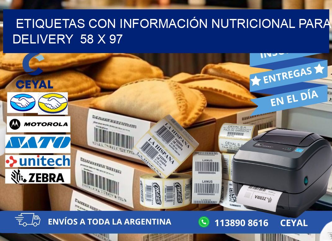 ETIQUETAS CON INFORMACIÓN NUTRICIONAL PARA DELIVERY  58 x 97