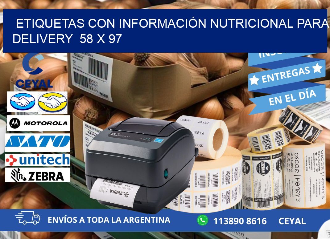 ETIQUETAS CON INFORMACIÓN NUTRICIONAL PARA DELIVERY  58 x 97