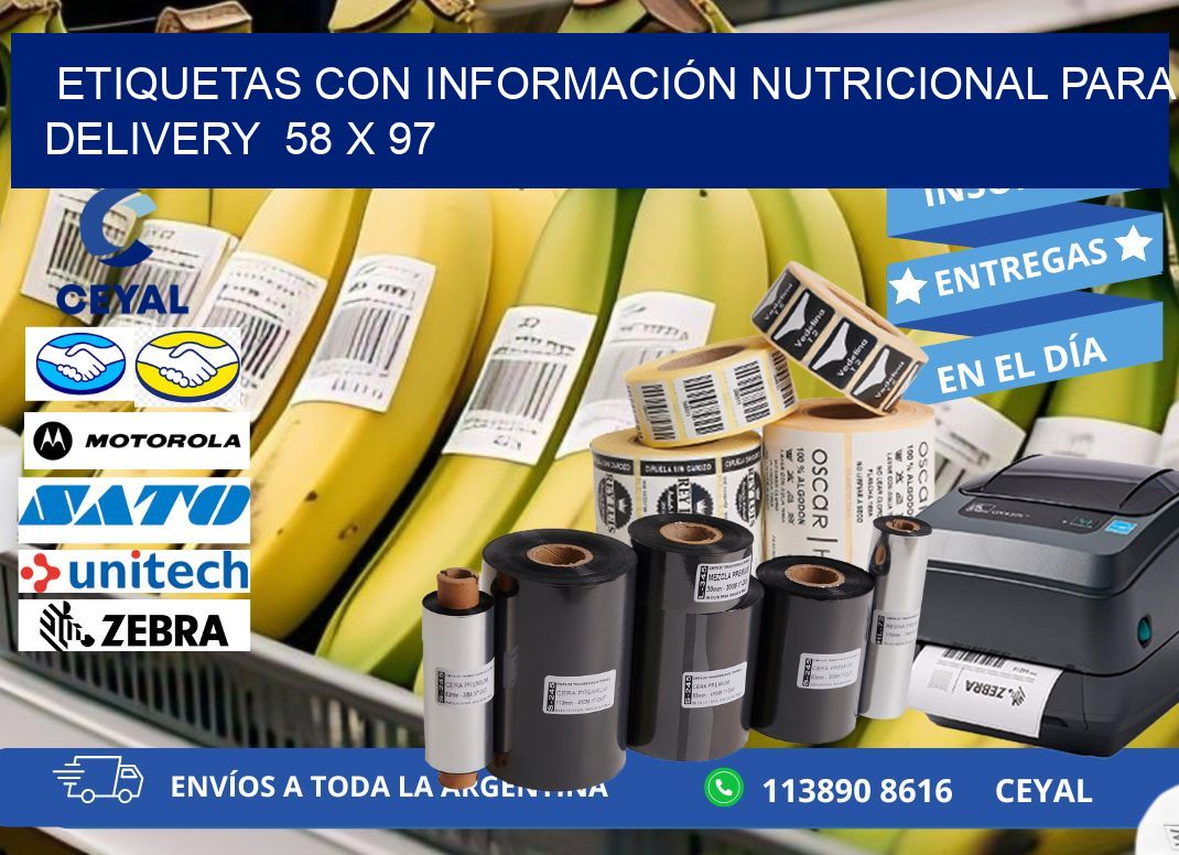 ETIQUETAS CON INFORMACIÓN NUTRICIONAL PARA DELIVERY  58 x 97