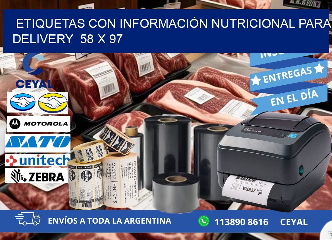 ETIQUETAS CON INFORMACIÓN NUTRICIONAL PARA DELIVERY  58 x 97