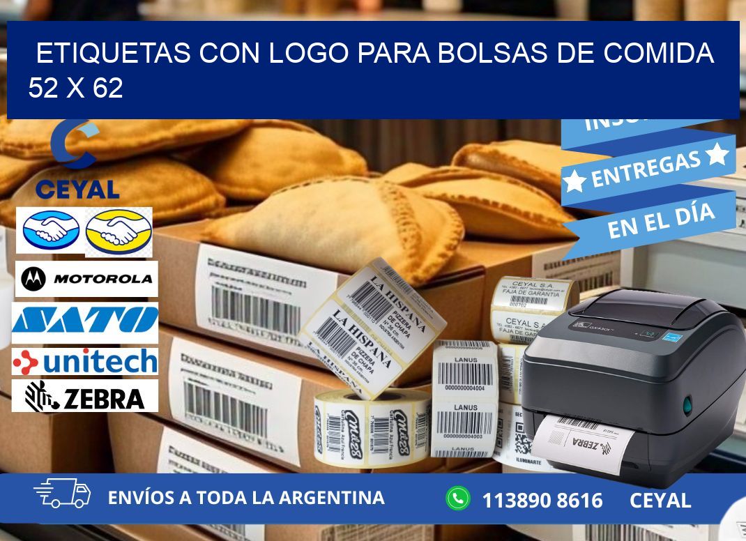 ETIQUETAS CON LOGO PARA BOLSAS DE COMIDA 52 x 62