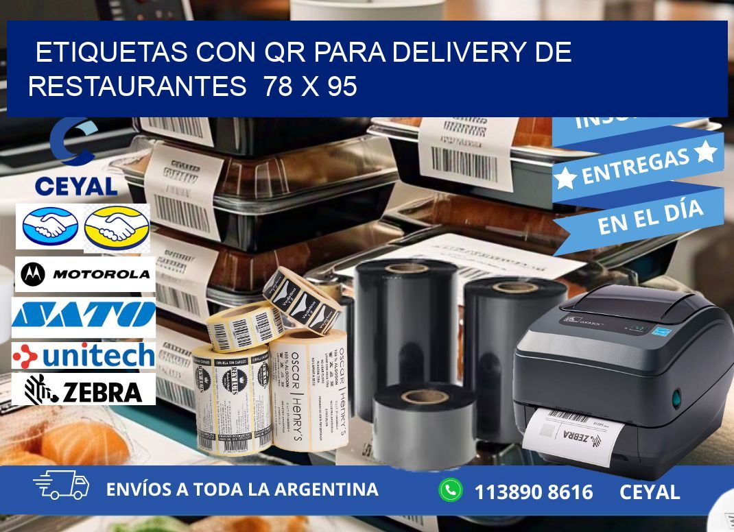 ETIQUETAS CON QR PARA DELIVERY DE RESTAURANTES  78 x 95
