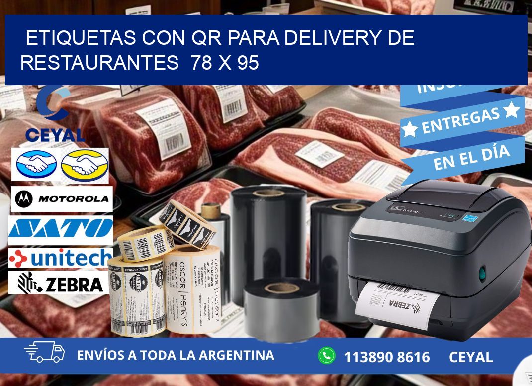 ETIQUETAS CON QR PARA DELIVERY DE RESTAURANTES  78 x 95