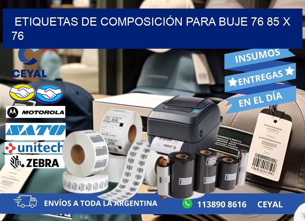 ETIQUETAS DE COMPOSICIÓN PARA BUJE 76 85 x 76