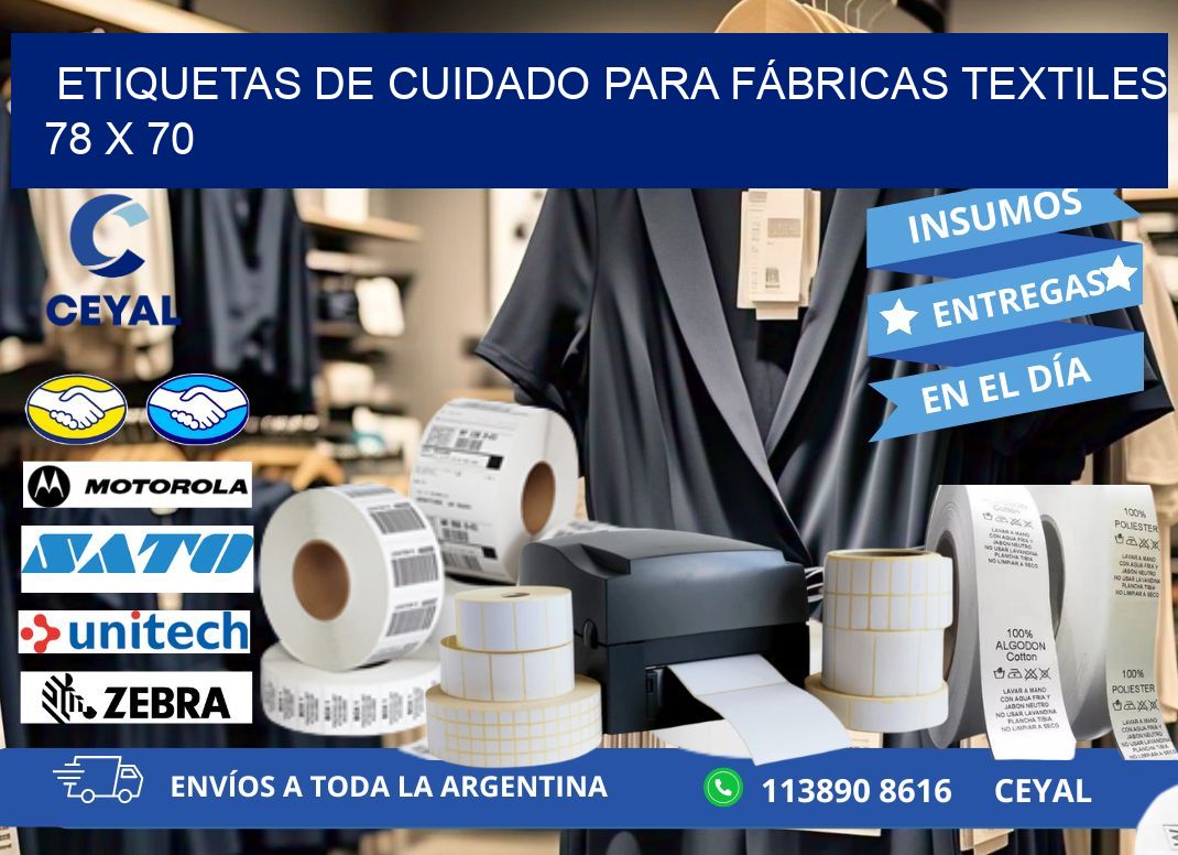ETIQUETAS DE CUIDADO PARA FÁBRICAS TEXTILES 78 x 70