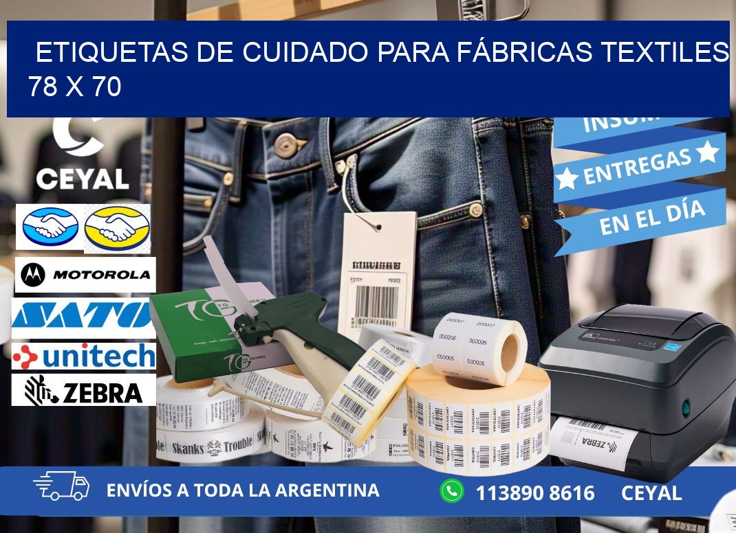 ETIQUETAS DE CUIDADO PARA FÁBRICAS TEXTILES 78 x 70