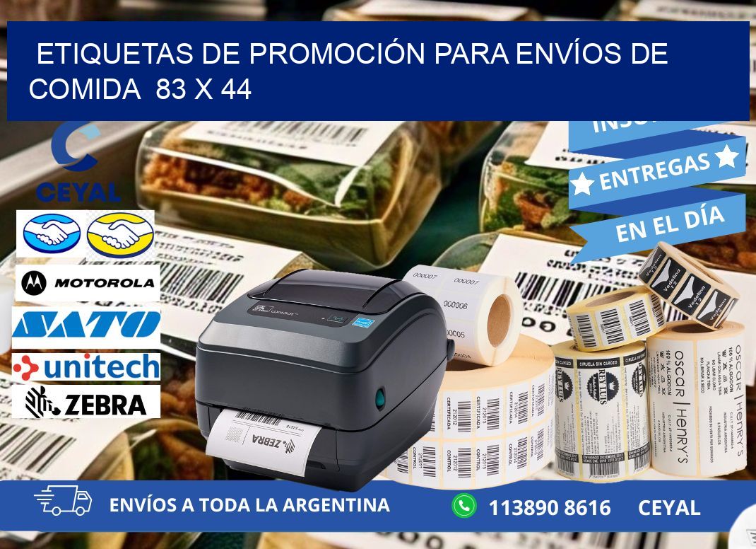 ETIQUETAS DE PROMOCIÓN PARA ENVÍOS DE COMIDA  83 x 44