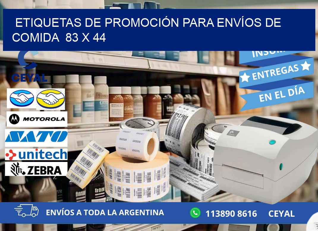 ETIQUETAS DE PROMOCIÓN PARA ENVÍOS DE COMIDA  83 x 44