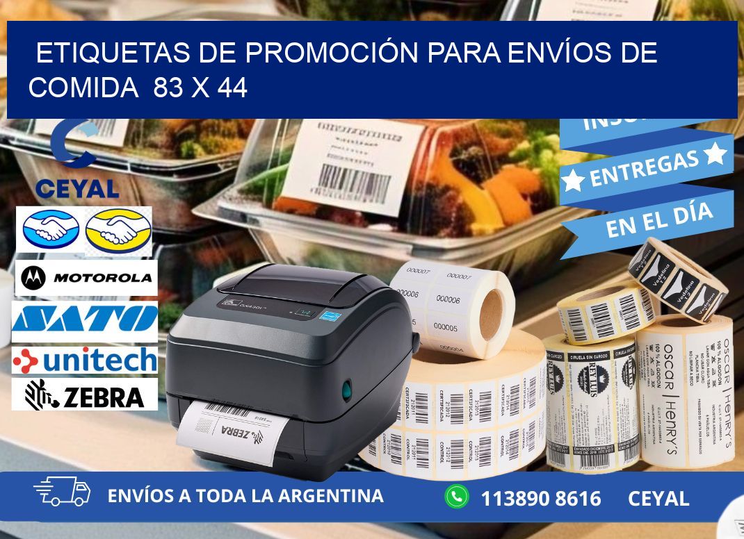 ETIQUETAS DE PROMOCIÓN PARA ENVÍOS DE COMIDA  83 x 44