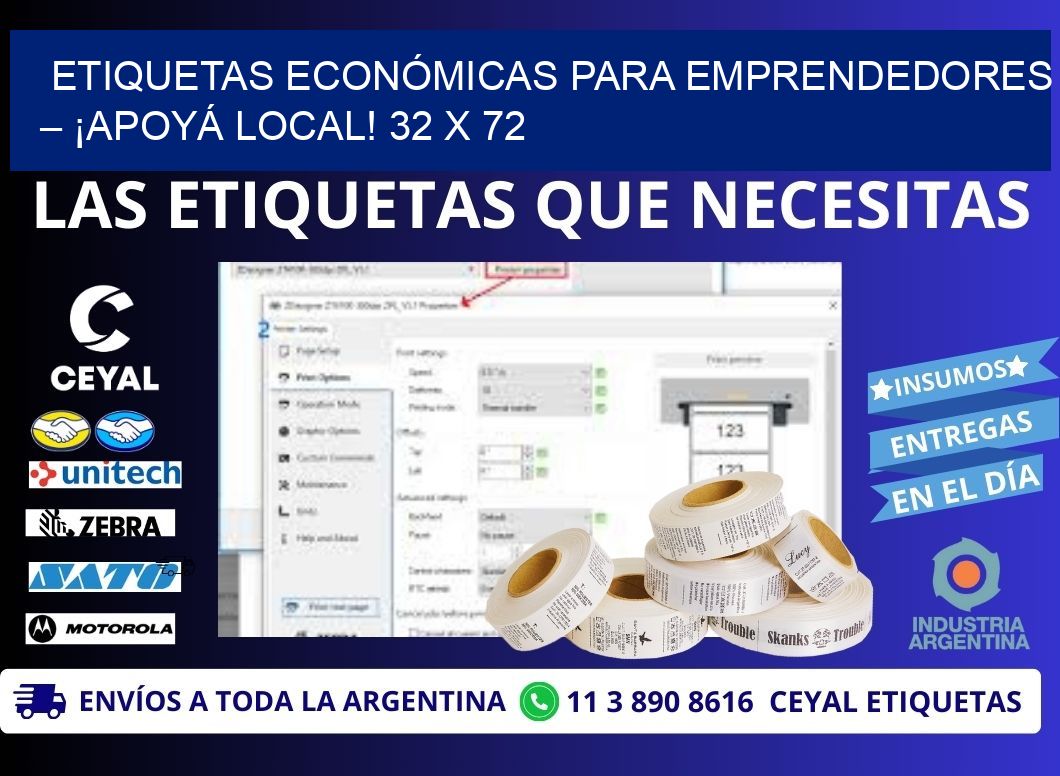 ETIQUETAS ECONÓMICAS PARA EMPRENDEDORES – ¡APOYÁ LOCAL! 32 x 72