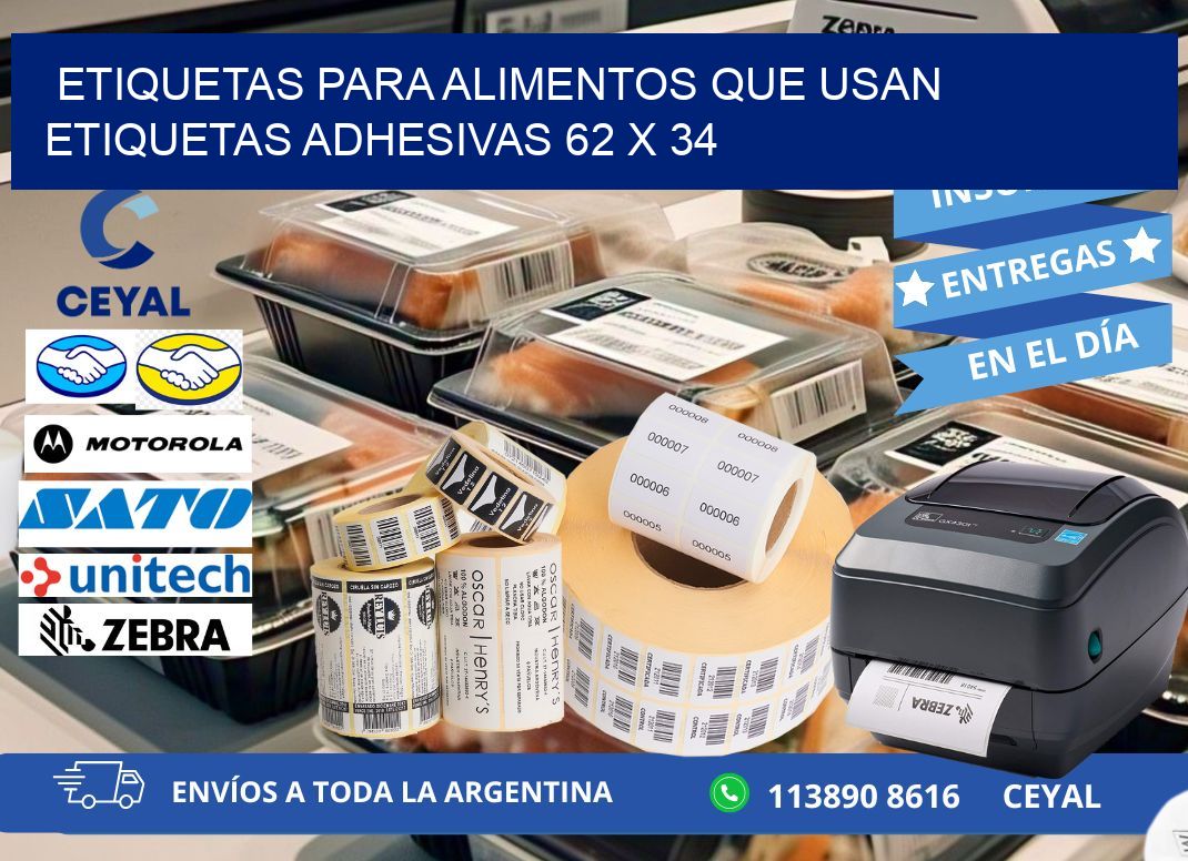 ETIQUETAS PARA ALIMENTOS QUE USAN ETIQUETAS ADHESIVAS 62 x 34