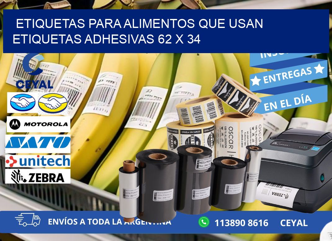 ETIQUETAS PARA ALIMENTOS QUE USAN ETIQUETAS ADHESIVAS 62 x 34