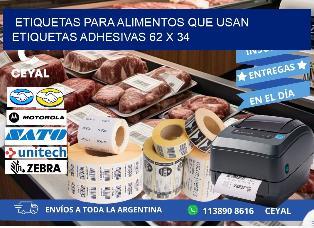 ETIQUETAS PARA ALIMENTOS QUE USAN ETIQUETAS ADHESIVAS 62 x 34