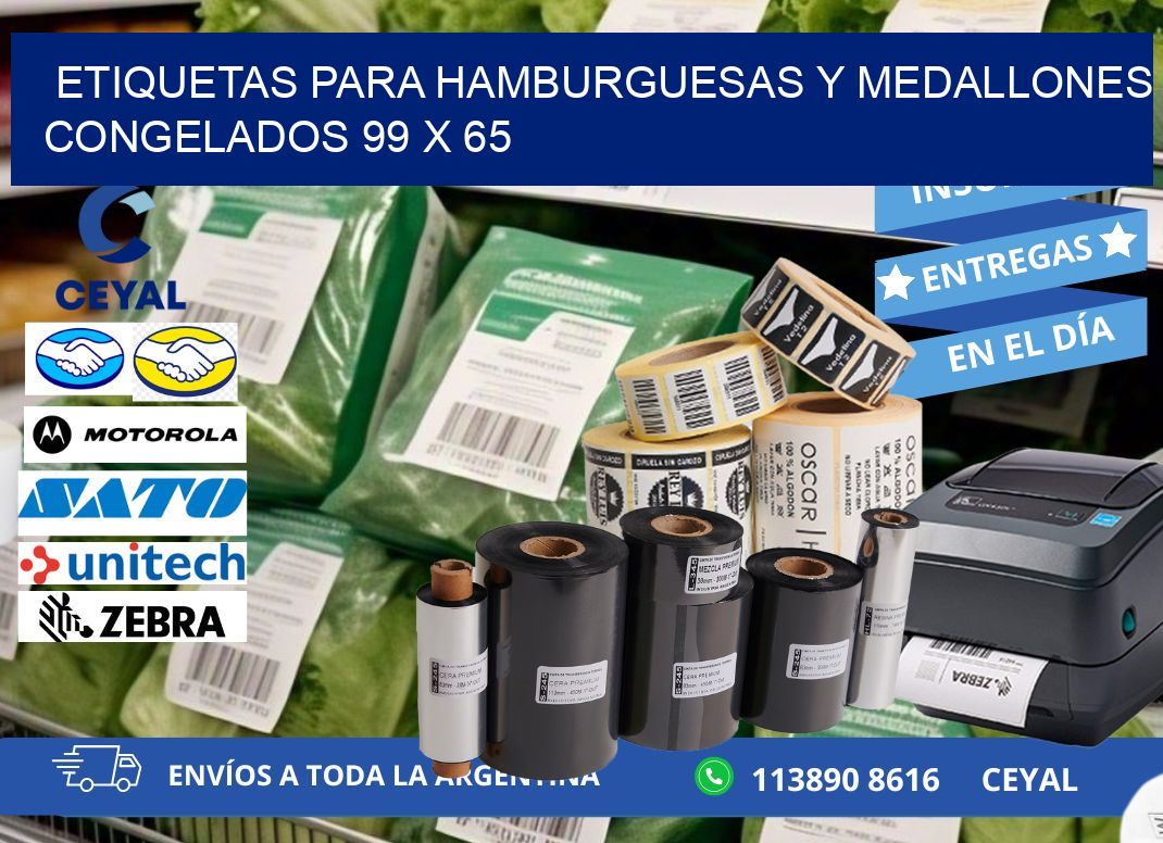 ETIQUETAS PARA HAMBURGUESAS Y MEDALLONES CONGELADOS 99 x 65