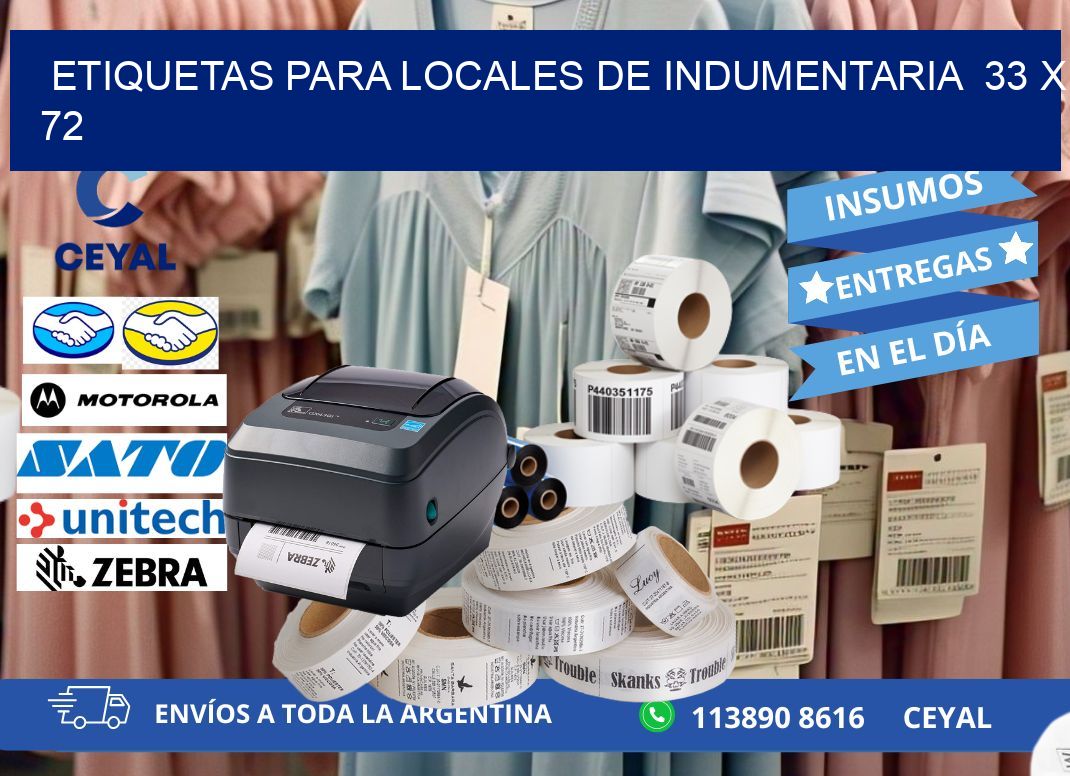 ETIQUETAS PARA LOCALES DE INDUMENTARIA  33 x 72