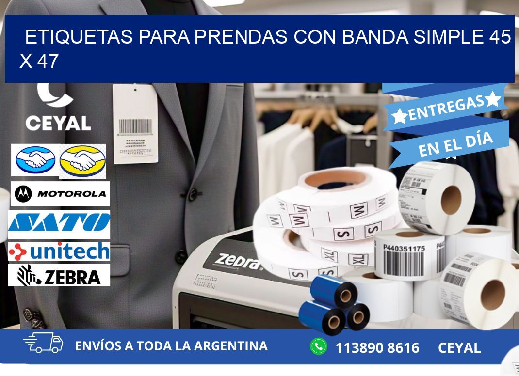ETIQUETAS PARA PRENDAS CON BANDA SIMPLE 45 x 47