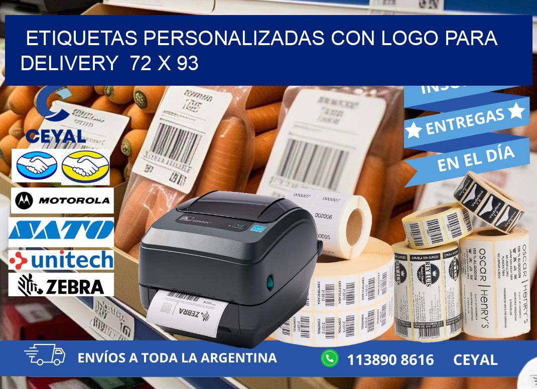 ETIQUETAS PERSONALIZADAS CON LOGO PARA DELIVERY  72 x 93