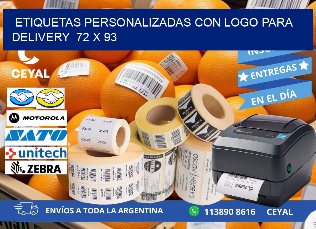 ETIQUETAS PERSONALIZADAS CON LOGO PARA DELIVERY  72 x 93