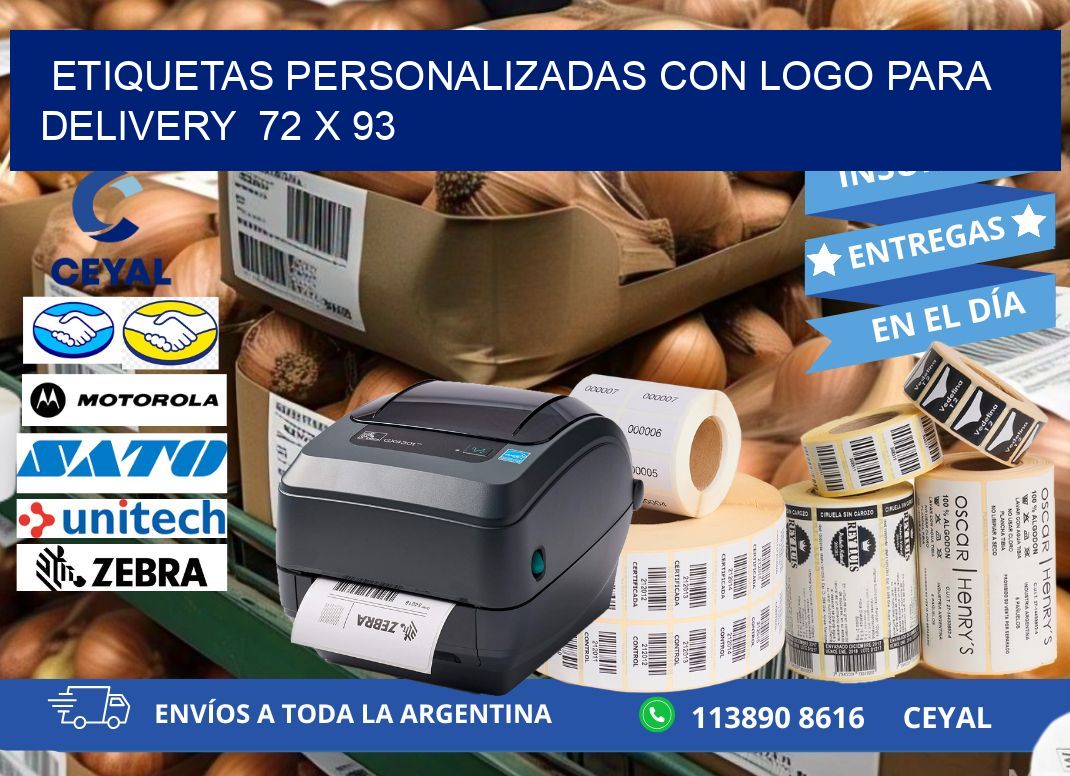 ETIQUETAS PERSONALIZADAS CON LOGO PARA DELIVERY  72 x 93