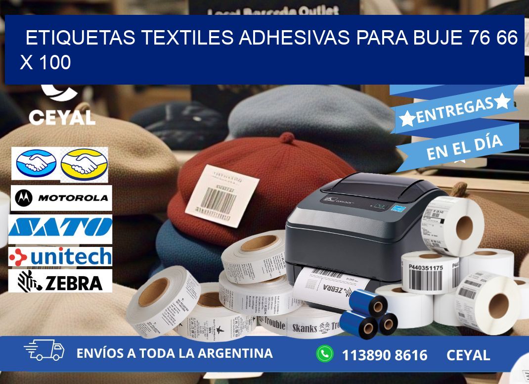 ETIQUETAS TEXTILES ADHESIVAS PARA BUJE 76 66 x 100