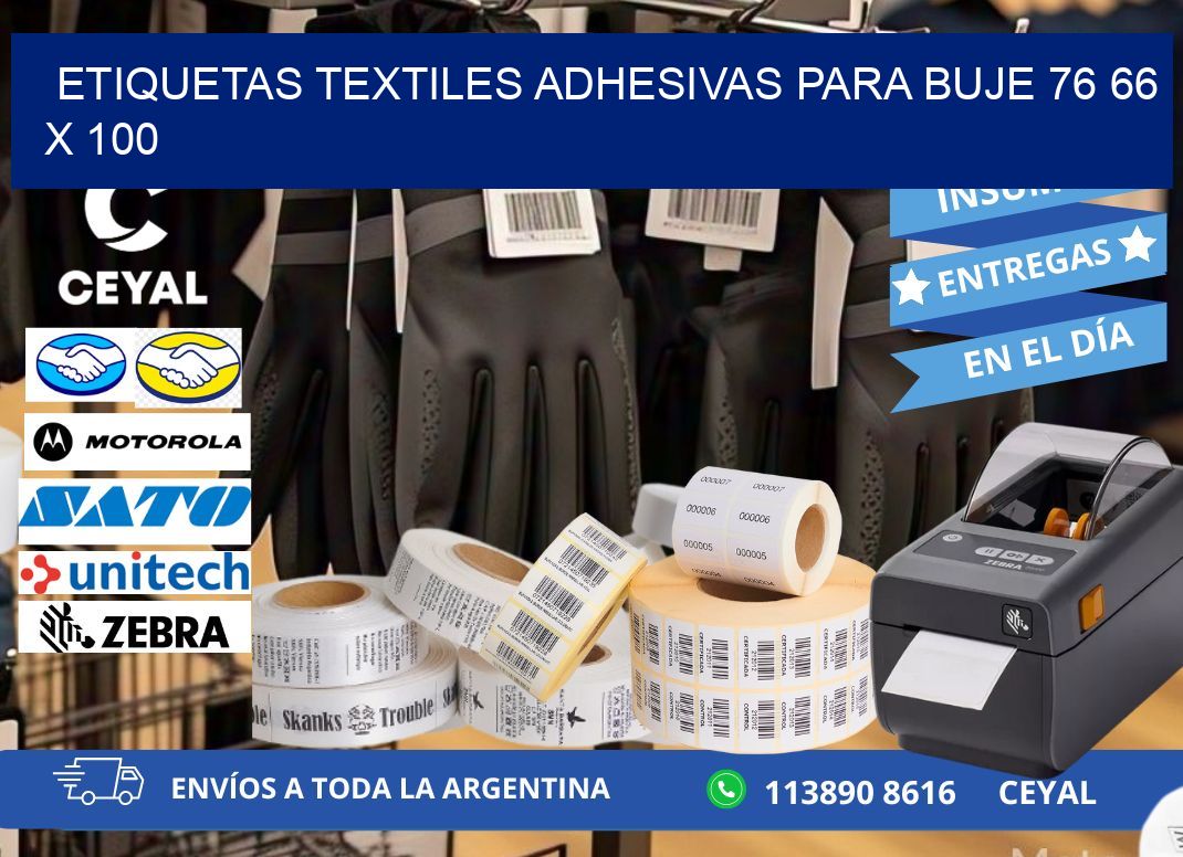 ETIQUETAS TEXTILES ADHESIVAS PARA BUJE 76 66 x 100