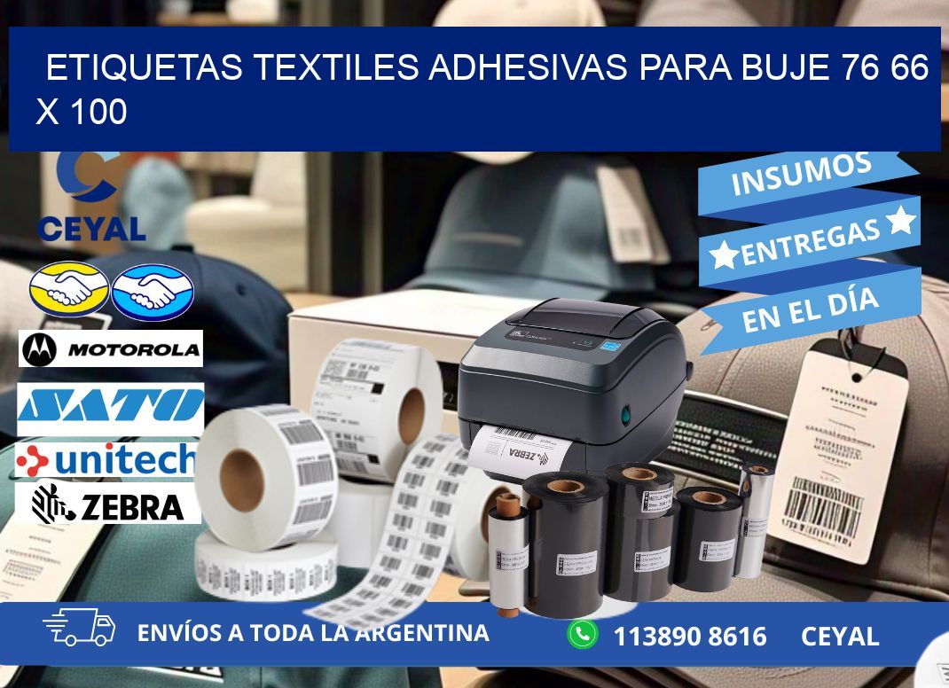 ETIQUETAS TEXTILES ADHESIVAS PARA BUJE 76 66 x 100