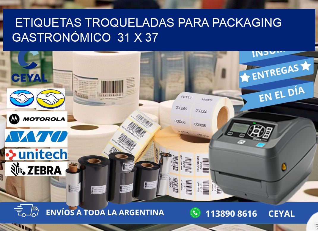 ETIQUETAS TROQUELADAS PARA PACKAGING GASTRONÓMICO  31 x 37