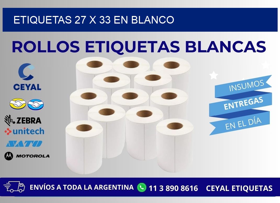 Etiquetas 27 x 33 en blanco