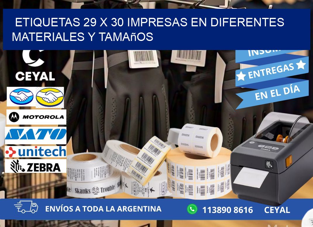 Etiquetas 29 x 30 Impresas en Diferentes Materiales y Tamaños