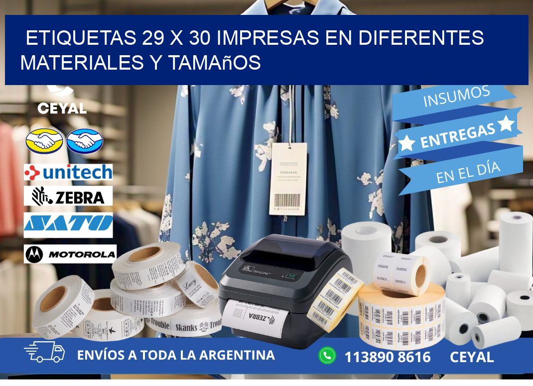 Etiquetas 29 x 30 Impresas en Diferentes Materiales y Tamaños