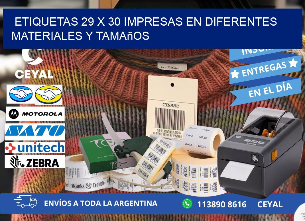 Etiquetas 29 x 30 Impresas en Diferentes Materiales y Tamaños