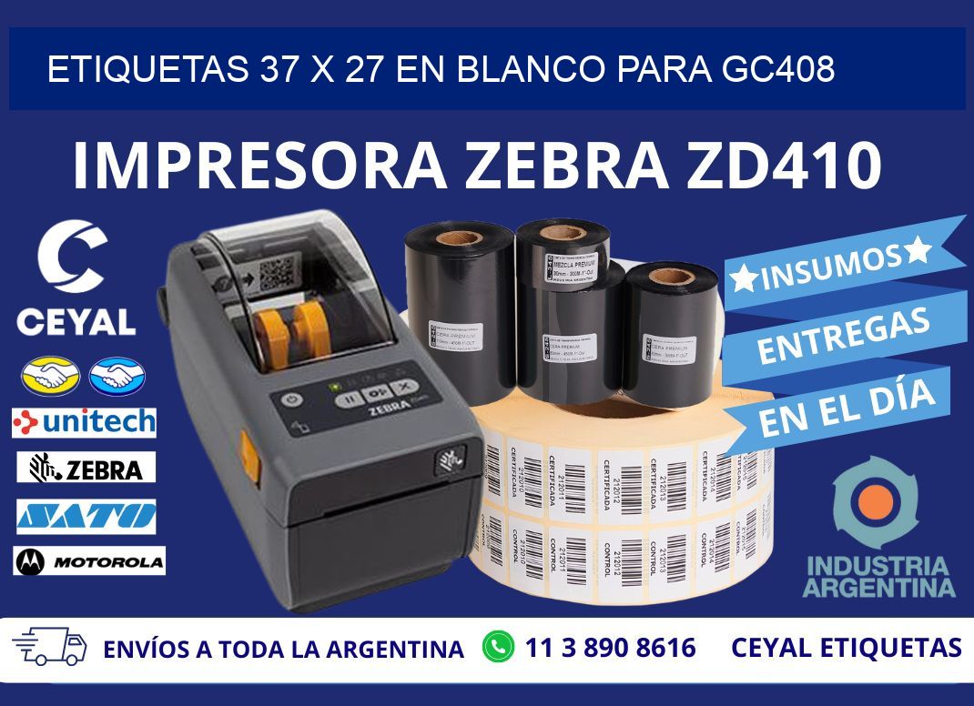 Etiquetas 37 x 27 en blanco para gc408