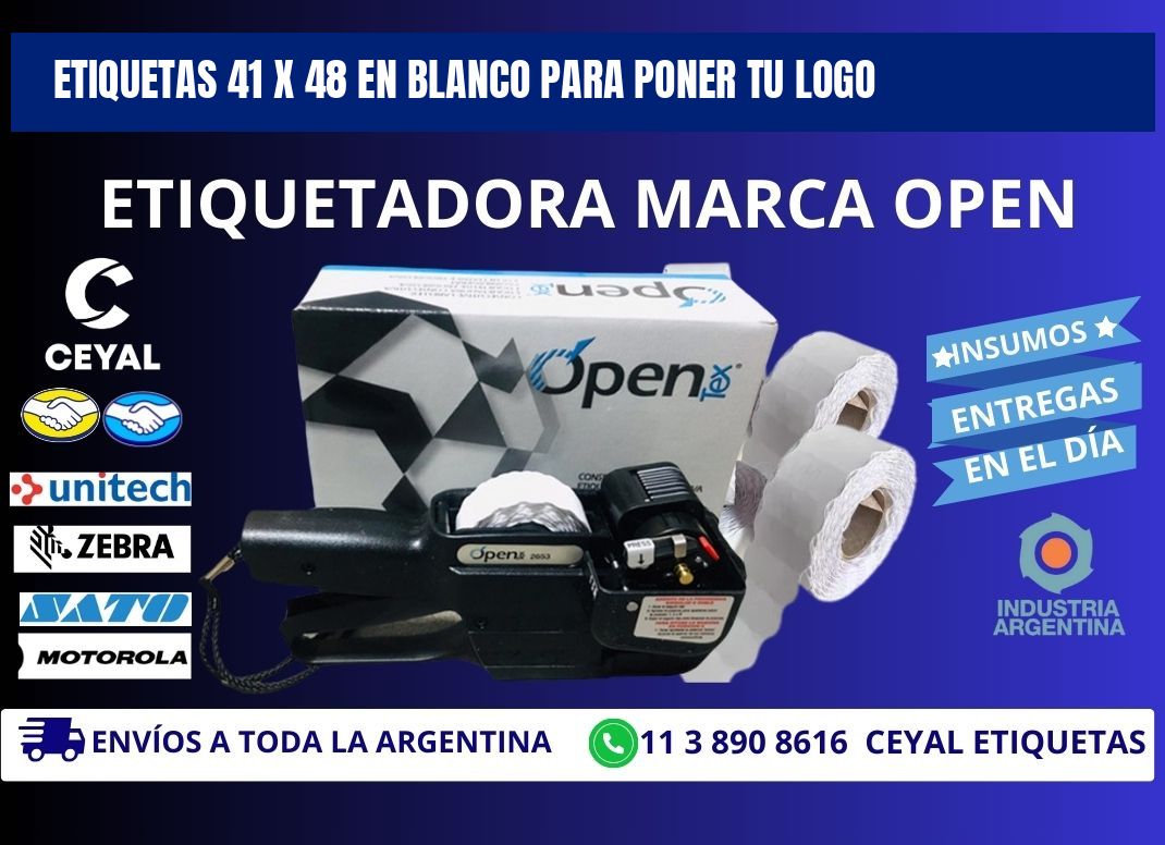 Etiquetas 41 x 48 en blanco para poner tu logo