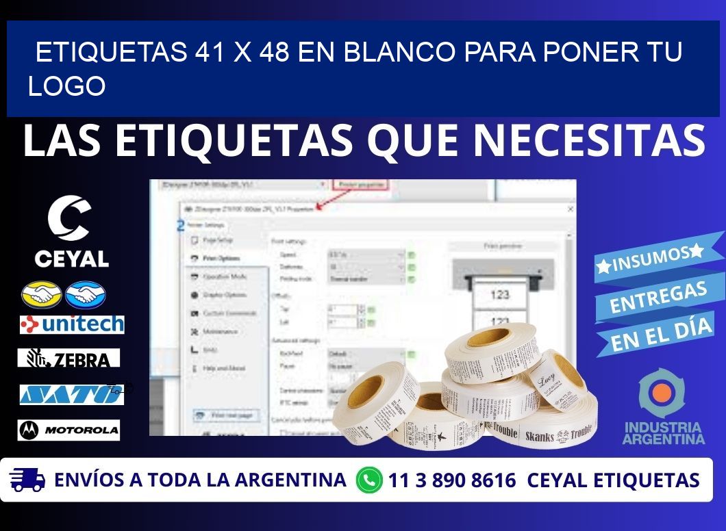 Etiquetas 41 x 48 en blanco para poner tu logo