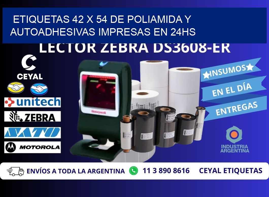 Etiquetas 42 x 54 de Poliamida y Autoadhesivas Impresas en 24hs