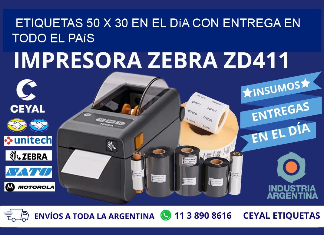 Etiquetas 50 x 30 en el Día con Entrega en Todo el País