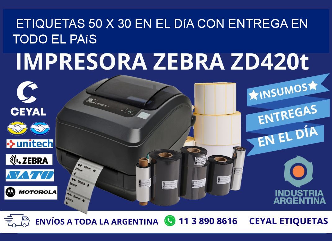 Etiquetas 50 x 30 en el Día con Entrega en Todo el País