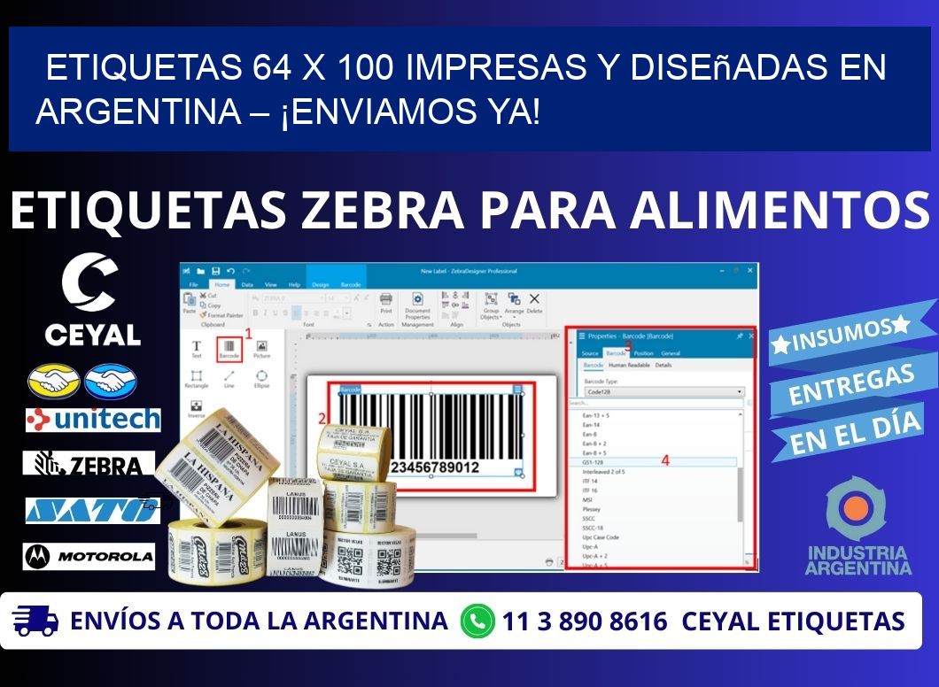 Etiquetas 64 x 100 Impresas y Diseñadas en Argentina – ¡Enviamos Ya!