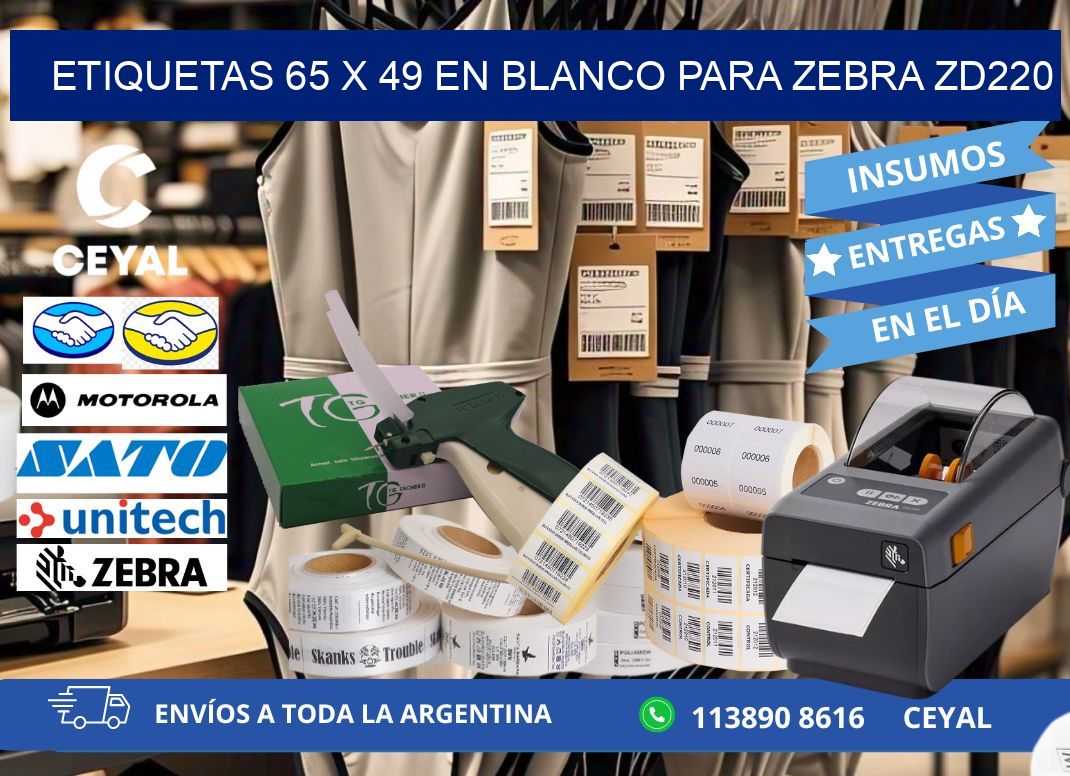 Etiquetas 65 x 49 en blanco para zebra zd220