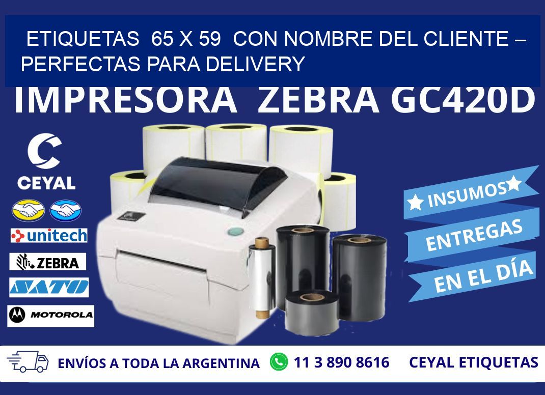 Etiquetas  65 x 59  con Nombre del Cliente – Perfectas para Delivery