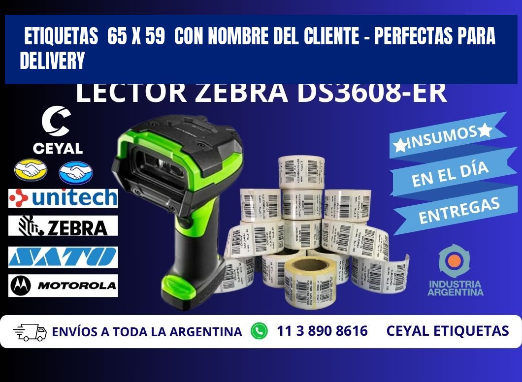 Etiquetas  65 x 59  con Nombre del Cliente – Perfectas para Delivery