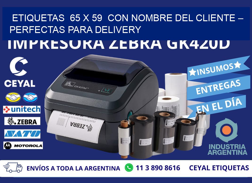 Etiquetas  65 x 59  con Nombre del Cliente – Perfectas para Delivery