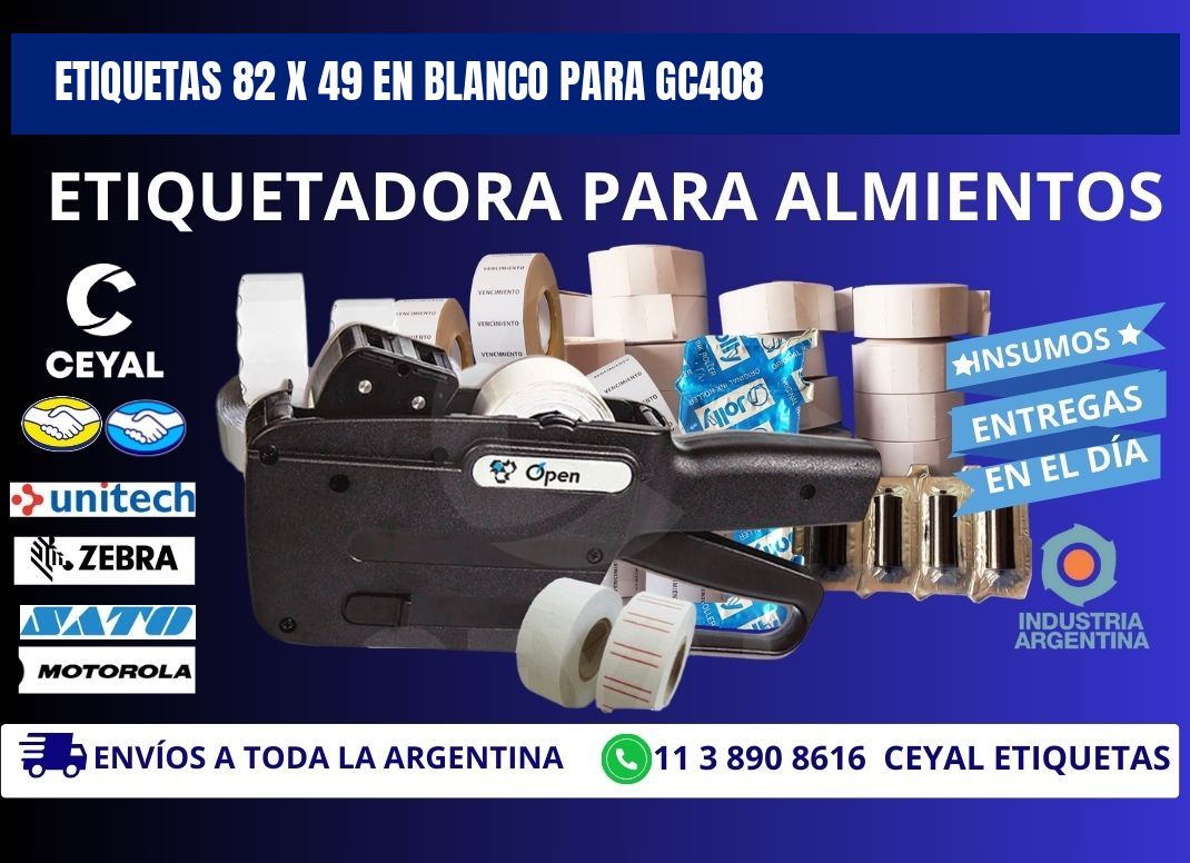 Etiquetas 82 x 49 en blanco para gc408