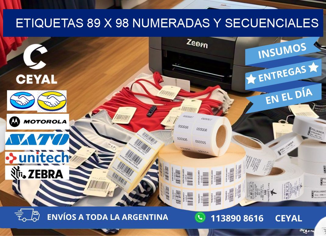 Etiquetas 89 x 98 Numeradas y Secuenciales